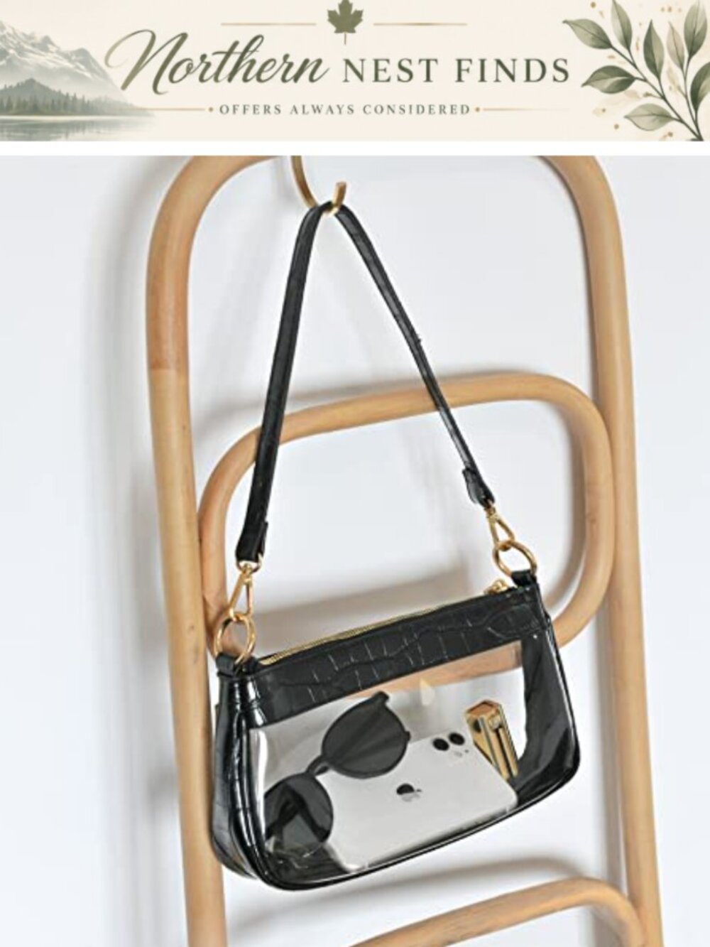Clear PVC Crocodile Crossbody Shoulder Bag 90s Vegan Leather Stadium Purse - Picture 3 of 6